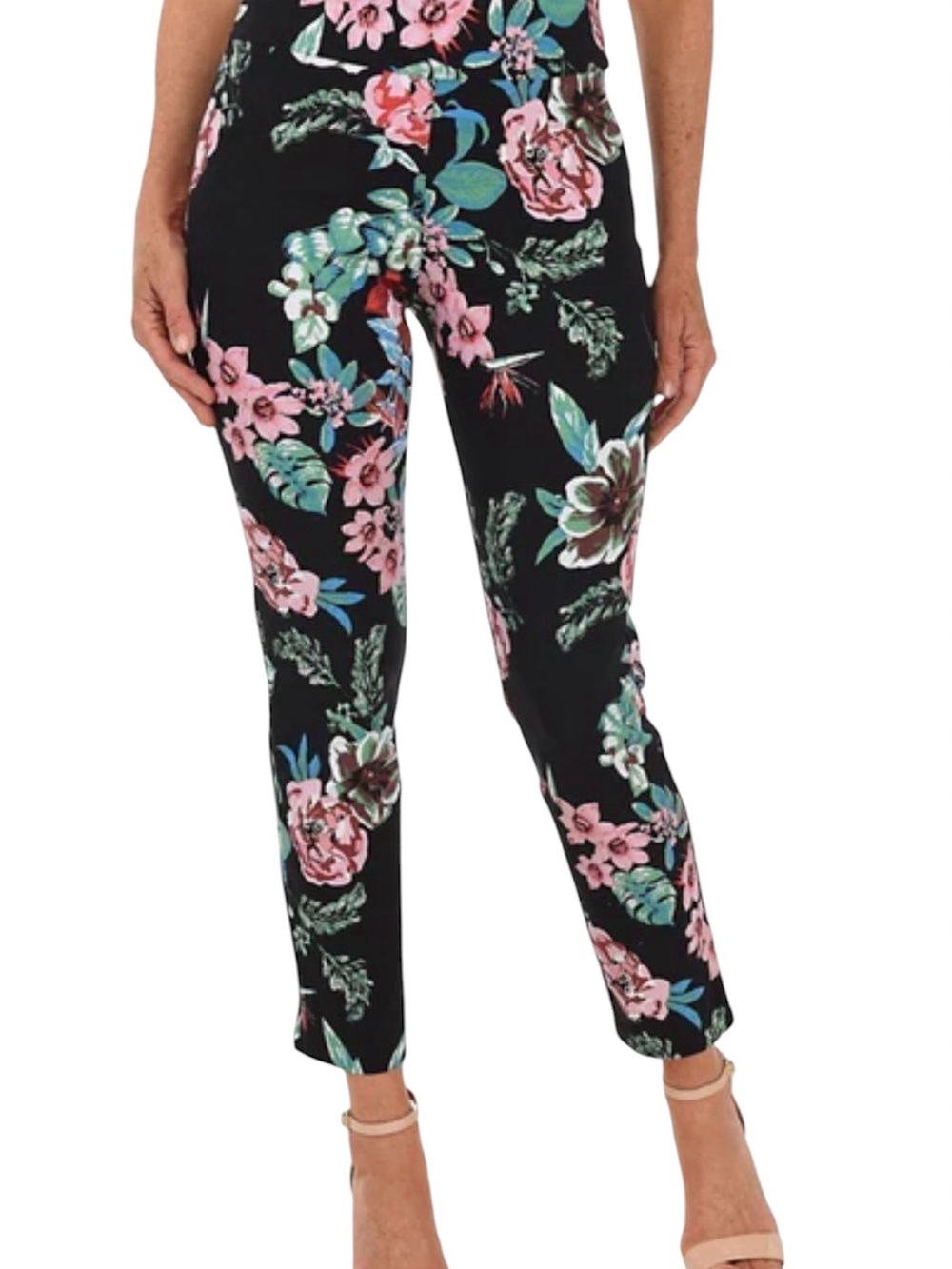 Krazy Larry Floral Pull On Ankle Pant Size 6